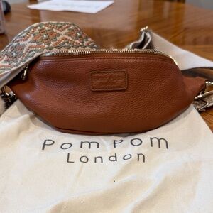 Pom Pom London Tan Leather Crossbody Bag